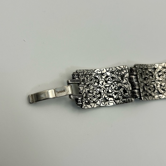 Brighton Jewelry Bar Link Bracelet Silver Plated Scrolled Hearts 7.5" Vintage - Picture 9 of 12